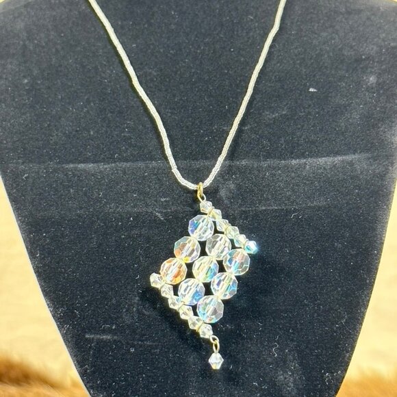 Crystal Beaded Pendant Necklace – 15" Chain - Picture 4 of 4